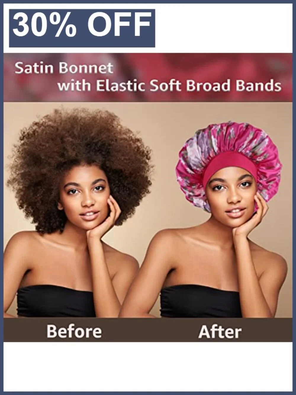 3 Pack Satin Bonnets for Sleeping Silk Hair Cap with Elastic Band for Women